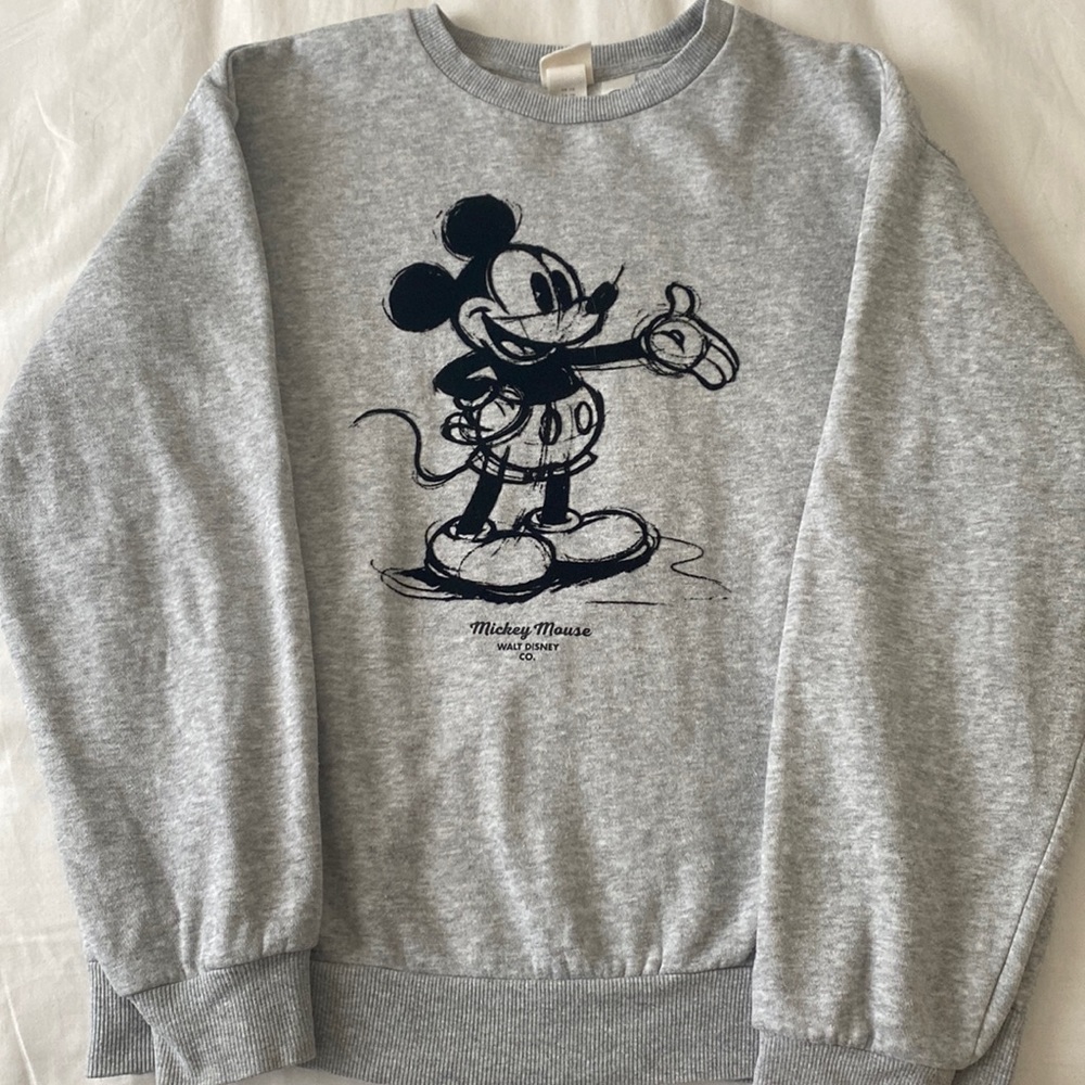 H&M grey Disney mickey mouse crewneck! Never worn! Fits medium (oversized look)